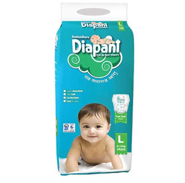 Bashundhara Diapant Baby Diaper L 9-14 kg 34 pcs