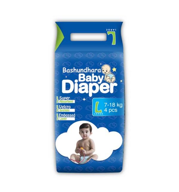 Bashundhara Baby Diaper Belt ST Series L (7-18 kg) 4 pcs