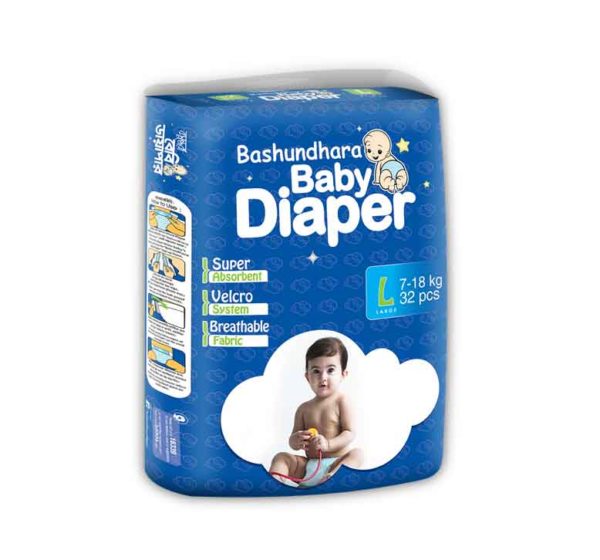 Bashundhara Baby Diaper Belt ST Series L (7-18 kg) 32 pcs